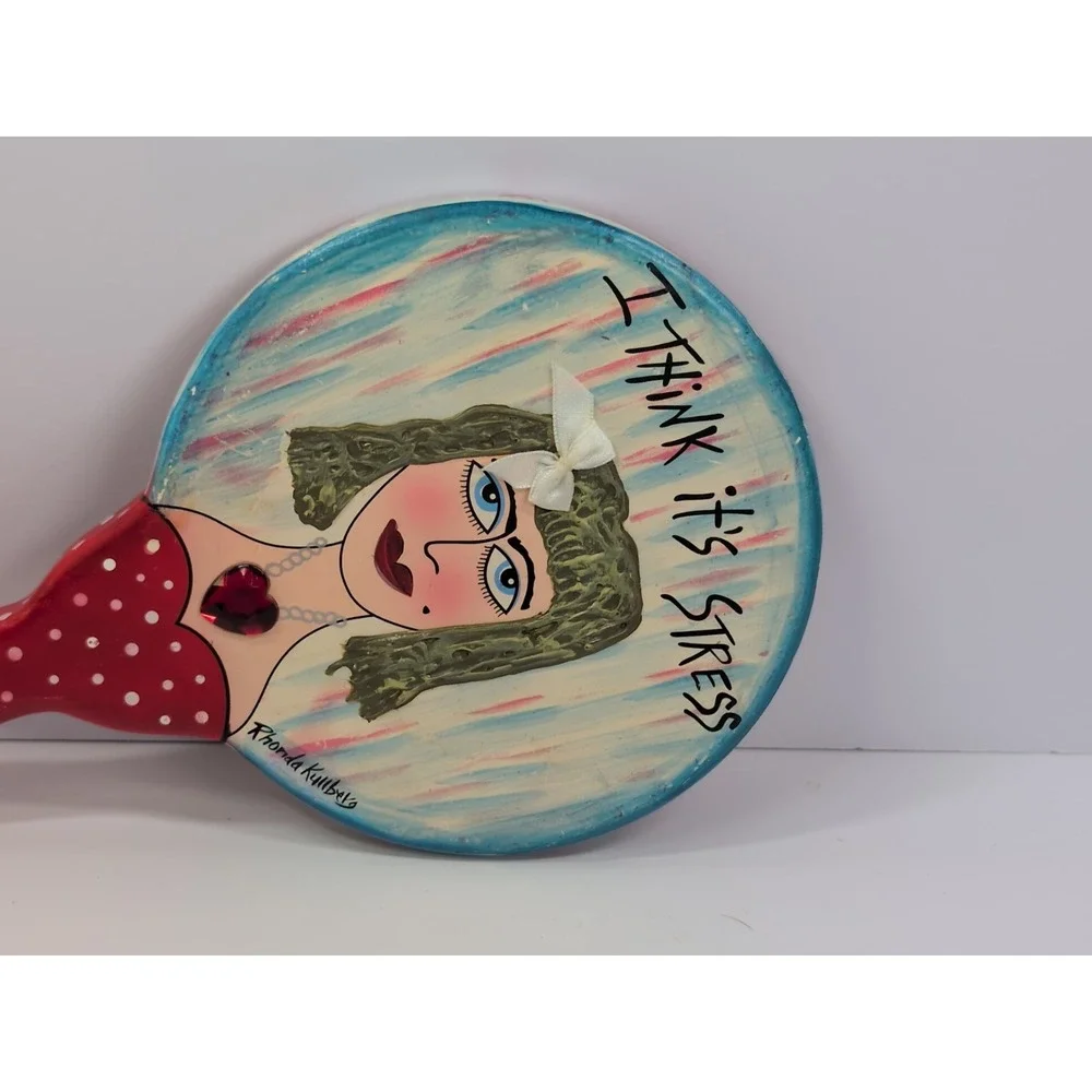 Vintage Cosmetic Mirror‎ Hand-painted Rhonda Kullberg 3D
